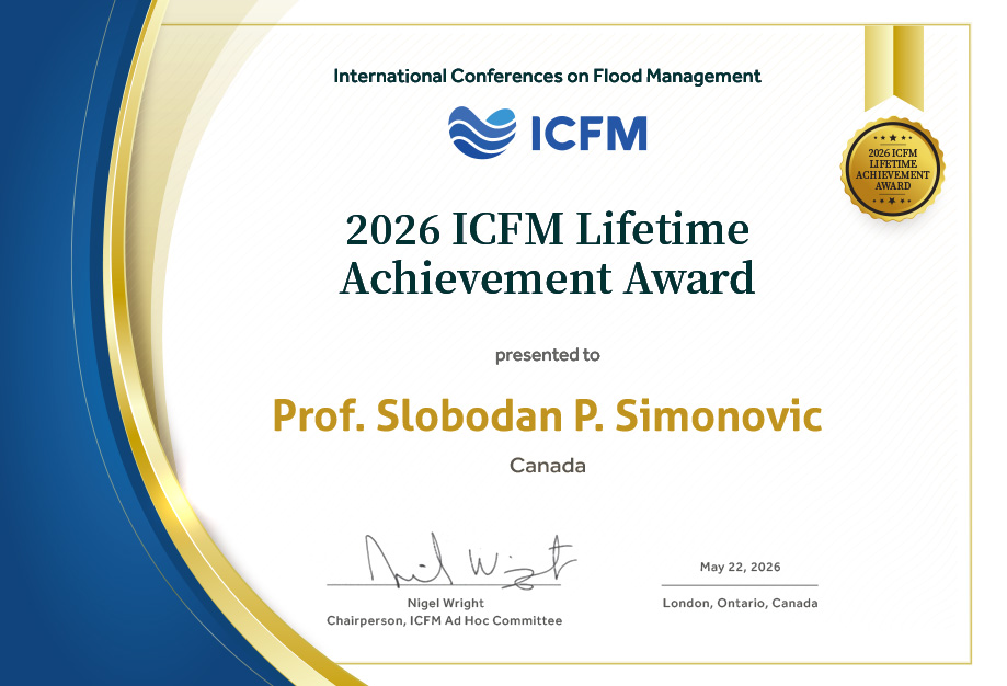 Award Certificate - Prof. Slobodan P. Simonovic